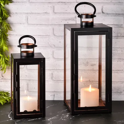 Obrázek produktu pro sada 2 moderních luceren Zahradní lucerna Deco Modern Marra Black
