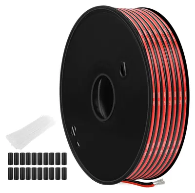 Zdjęcie produktu dla Kabel silikonowy dwużyłowy, czarno-czerwony, o przekroju 0,82 mm² (18 AWG), długość 25 metrów