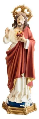 Herz-Jesu-Figur, handbemalt, Harz, 43 cm
