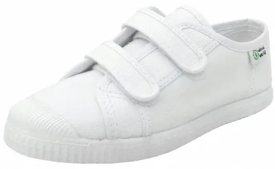 Produktbild von Natural World Basquet Klett Paris Kinder Bio-Sneaker aus Baumwolle Weiß (Blanco), W78020-05 - Gr. 28