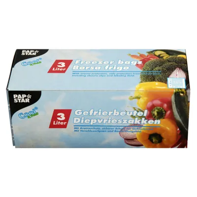 Immagine prodotto di PapStar 14158 Sacchetti per congelatore - 3 L, film LLDPE, trasparente, 75 pezzi, clip di chiusura