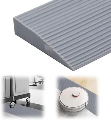 Productafbeelding van Drempelhulp PVC - Hellingsbaan Rolstoel - Makkelijker Passeren - Antislip Groefontwerp - 90x8x2.5CM - Grijs