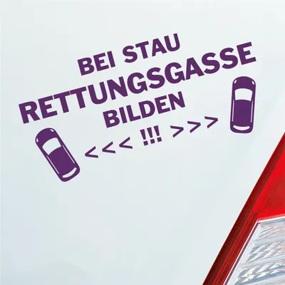 Produktbild von Auto Aufkleber Bei Stau Rettungsgasse bilden! Feuerwehr Leben retten 19x9 cm Lila Sticker Heckscheibenaufkleber