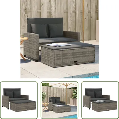 Obrázek produktu pro The Living Store Zahradní pohovka 2-sedák s polštáři Grey Poly Rattan