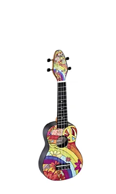 Produktbild von Ortega Guitars Keiki, Akustische Ukulele, Klassische Ukulele, Sopran, Schwarz, Mehrfarbig, Kauri-Bäume, Acrylnitril-Butadien-Styrol (ABS)