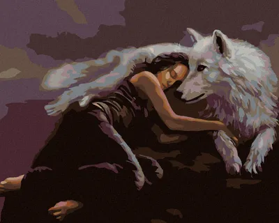 Zdjęcie produktu dla Zuty - Painting by Numbers - UNDER THE PROTECTION OF A WOLF, 40x50 cm, naciągnięte płótno na ramę