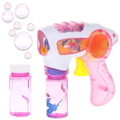 Image de Pistolet à bulles de savon, machine à bulles automatique, liquide pour bulles de savon - rose