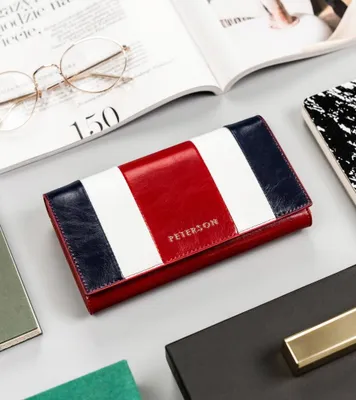Obrázek produktu pro Peterson dámská kožená peněženka RFID červená granátová bílá 17,5x9,5 cm