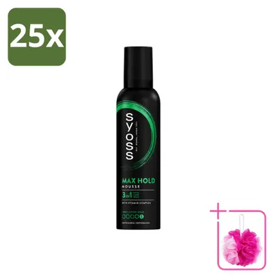 Imagen del producto de 25 unidades de espuma para el cabello Syoss Keratin, 250 ml cada una, pack ahorro