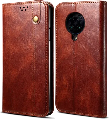 Image de Etui pour Xiaomi Poco F2, étui en cuir avec fonction stand rouge