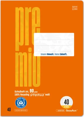 Immagine prodotto di STAUFEN PREMIO 040784040 Libretto LIN40 - A4, 32 fogli, 5mm a scacchi, arancione