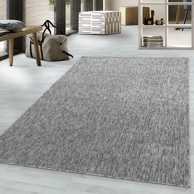 Produktbild von Kurzflorteppich, hellgrau, Wohnzimmerteppich, Filzrücken 120 cm Rund