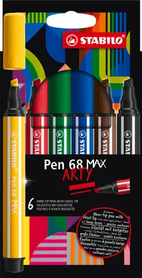 Obrázek produktu pro STABILO Pen 68 MAX, 6 barva/barev, Černá, Modrá, Hnědá, Zelená, Červená, Žlutá, 5 mm, 1 mm, Vícebarevný, Kulatý