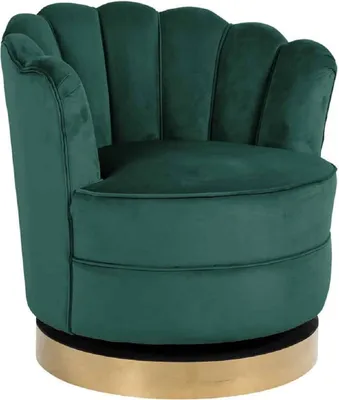 Produktbild von Casa Padrino Luxus Samt Drehsessel Grün / Gold 81,5 x 76 x H. 79 cm - Moderner Wohnzimmer Sessel - Luxus Wohnzimmer Möbel