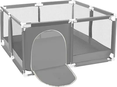 Produktbild von 128 x 66cm Baby Laufstall, Laufgitter mit atmungsaktivem Netz und Reißverschluss