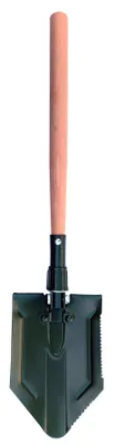 Produktbild von Robuster Klappspaten mit Massiv-holzgriff und Sägezahnblatt 62 cm Schaufel