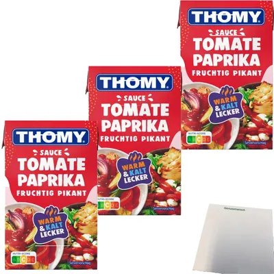 Produktbild von Thomy Sauce Tomaten Paprika 3er Pack (3x250ml Packung) + usy Block