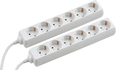 Produktbild von Meister Steckdosenleiste 6-fach 2 Stück 1,4 m Kabel weiß Kunststoffleitung IP20 Innenbereich