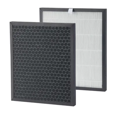 Two air filters, one black and one white, are shown against a white background.