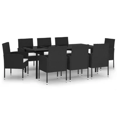 Produktbild von vidaXL 9-tlg. Garten-Essgruppe Schwarz