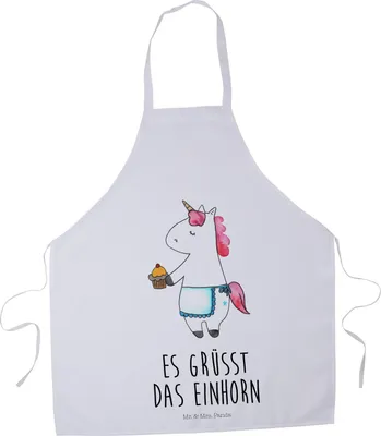 Produktbild von Mr. & Mrs. Panda Servierschürze Einhorn Muffin - Weiß - Geschenk, Glückwünsche, Kochschürze, Liebesgrüße, Geburtstag, Schürze, Vorbinder, Grill, Küchenzubehör, Koch