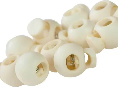 10 Kordelstopper rund 15x19mm, Durchzug 4x5,5mm, beige creme