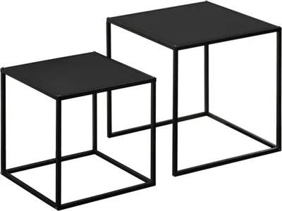 Produktbild von Couchtische 839-563V00BK, Couchtisch, Klapptisch, 2er-Set, modernes Design, Stahlgestell, schwarz