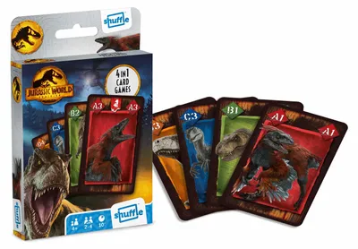 Immagine prodotto di Gioco di carte Jurassic World Shuffle 4 in 1