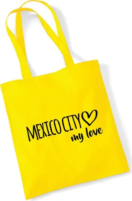 Produktbild von Huuraa Jutebeutel Mexico City my love 10 Liter Yellow Baumwolle Tasche Geschenkidee
