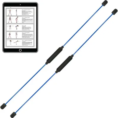 Produktbild von Best Sporting Schwingstab Fitness blau I Swingstick für Ganzkörpertraining I Gymnastikstab mit Anleitung für 16 Übungen I Fitnessgeräte für zuhause I Elastic Fitness Bar