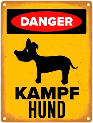 Produktbild von Danger Kampf Hund Metallschild in 15x20 cm mit Hunde Silhouette