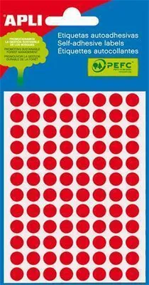 Produktbild von Etiketten, rot fluoreszierend, rund, Durchmesser 8 mm, 288 Etiketten/Packung, APLI