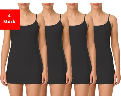 Produktbild von Spaghettitop Damen Unterhemd aus 100 % Baumwolle im praktischen 2er & 4er Pack - Schwarz 36/38 4er