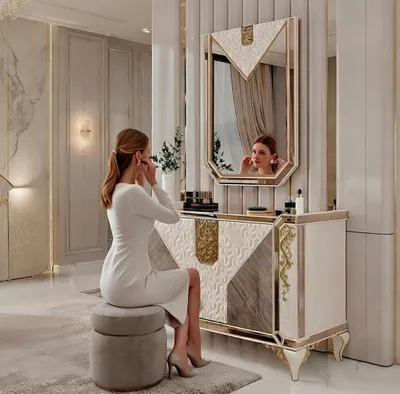 Zdjęcie produktu dla Stylowa toaletka z lustrem, idealna do eleganckiego wnętrza