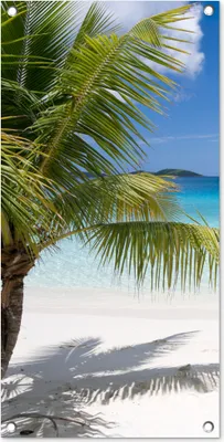 Produktbild von MuchoWow® 40x80 cm Outdoor-Poster Gartendeko Sichtschutz Garten Poster für den Garten  Tropische Palmen am Strand