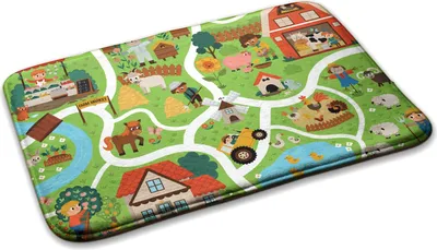 Produktbild von Teppich Kinderteppich Schlafzimmer Modern - 90 cm x 60 cm - Bauernhof Mit Kindern