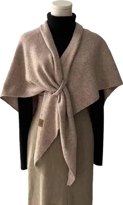 Produktbild von Strickschal für Damen, einfarbig, weich und warm, Cardigan/Cape mit weicher Textur, Winterschal, Freizeitkleidung