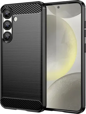 Obrázok produktu pre Carbon Case Flexibilný kryt Bumper puzdro na mobilný telefón kompatibilné s Samsung Galaxy S25 Edge čierne