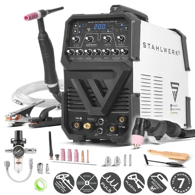Obrázok produktu pre STAHLWERK zváračka 3 v 1 Combi AC/DC TIG 200 Pulse CUT ST - 200 A, vhodná pre MMA, hliník a tenké plechy, s funkciou 45 A CUT