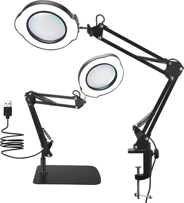Immagine prodotto di Lente d'ingrandimento - 15x - Con luce - 5 temperature di colore - 10 livelli di luminosità - Multifunzionale - Nero