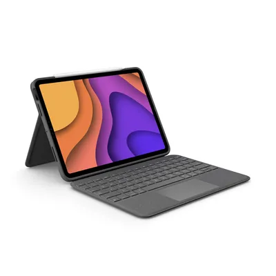 Produktbild von Logitech Folio Touch - Tastatur und Foliohülle - mit Trackpad - hinterleuchtet - Apple Smart connector - AZERTY - Französisch - Oxford Gray - für Apple 10.9-inch iPad Air (4. Generation, 5. Generation)