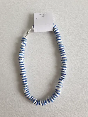 Produktbild von Fu001-3 blau-weiß Damen Halskette Halsschmuck