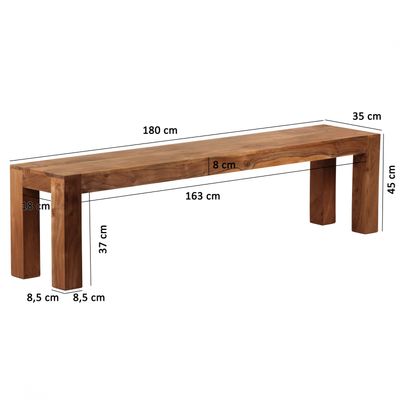 Sedacia lavica  lavica z akácie 180 x 45 x 35 cm drevená lavica prírodný produkt kuchynská lavica vo vidieckom štýle | Wohnling