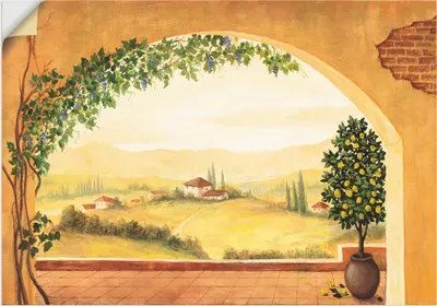 Produktbild von ARTland Wandbild, selbstklebend Weinranken vor der Toskanalandschaft Größe: 70x50 cm