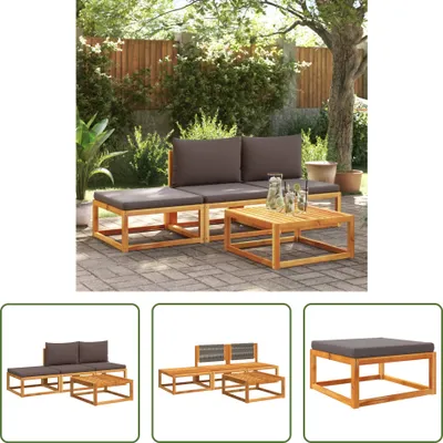 Produktbild von The Living Store 4-tlg. Garten-Sofagarnitur mit Kissen Massivholz Akazie