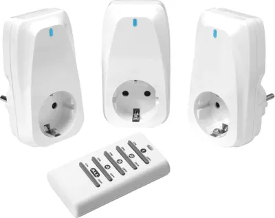Produktbild von Funksteckerset 3fach, vorprogrammiert, 1.150W, weiss (61172)