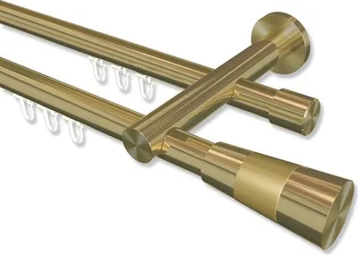 Produktbild von Interdeco Innenlaufstange, Gardinenstange mit Innenlauf Messing-Optik Modell Platon Tanara, 20 mm Ø 2-läufig, 360 cm (geteilt)