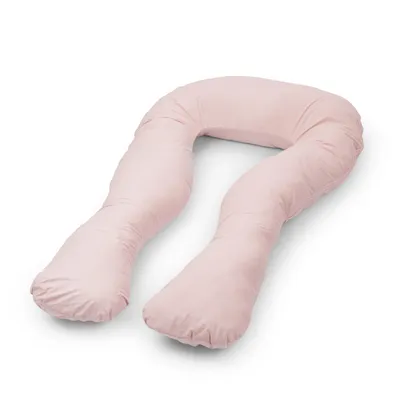 Image de Coussin de grossesse en U pour dormir et allaiter avec housse amovible, rose à pois