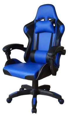 Zdjęcie produktu dla Ergonomiczny fotel gamingowy z poduszkami, niebieski