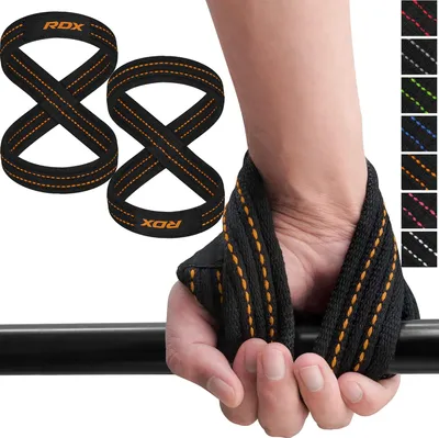 Produktbild von RDX Zughilfen Krafttraining Bodybuilding, Figure 8 Kreuzheben Gewichtheben Handgelenkschutz Griff, Gepolstert Powerlifting Fitness Weight Lifting Straps, Frauen Männer Deadlift Pull up Grip